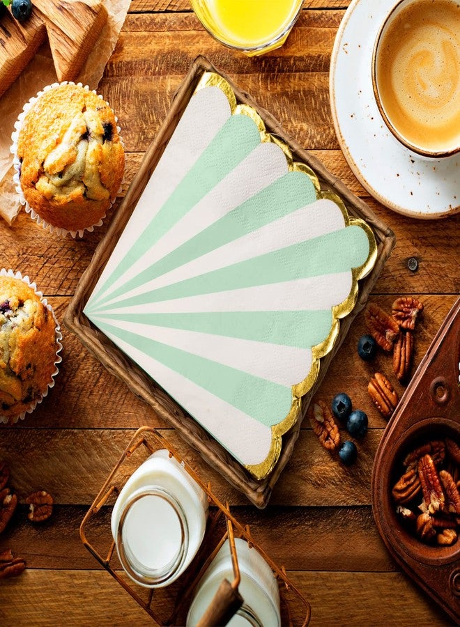 Confettiville Party Paper Napkins, Pastel Scalloped Edge with Gold Foil Luncheon Napkins, 6 Colors, 3-Ply, 100-Sheets, 6.5 x 6.5 Inches - Image 2