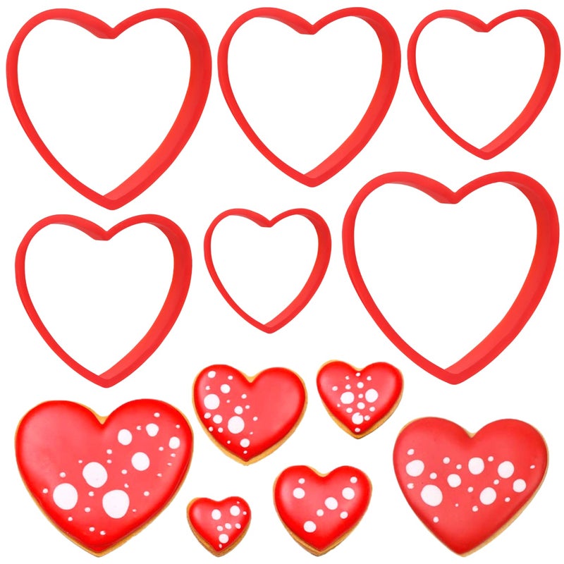 KAISHANE Heart Cookie Cutter Set 6 Pieces Valentine's Day Cookie Cutters Wedding Birthday Biscuit Cutters for Baking - Image 1