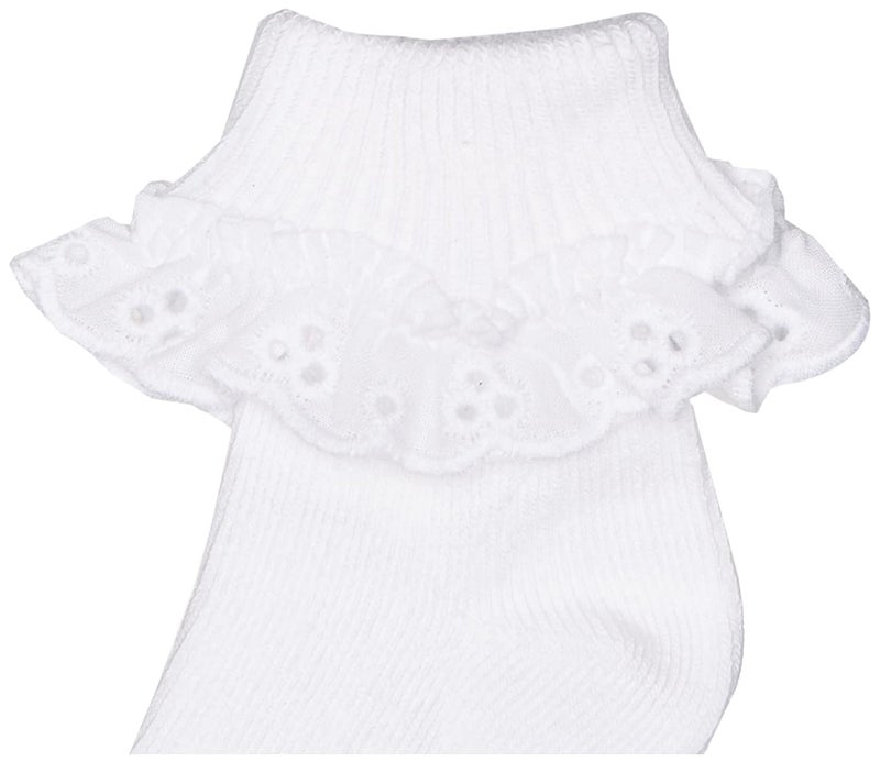 Jefferies Socks baby girls Newborn Eyelet Lace 3 Pair Pack infant and toddler socks, White, 12-24 Months US - Image 2