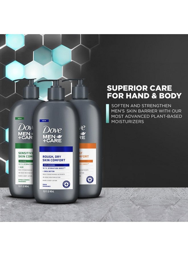 Dove Hand & Body Lotion, Men+Care Variety Pack - Rough Dry Skin Comfort with Shea Butter, Sensitive Skin Comfort with Aloe Vera, Everyday Skin Comfort with Jojoba Oil, 13.5 Oz Ea (3 Piece Set) - Image 3