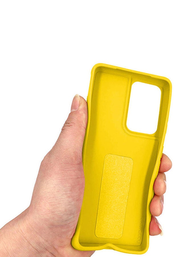 NIBEMINENT Pack Of Ceramic Nano Screen Protector With Silicone Hand Band Grip Cover Case For Samsung Galaxy S21 Ultra 5G 6.8inch Yellow/Clear - Image 3