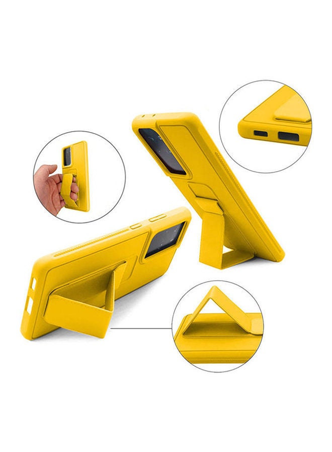 NIBEMINENT Pack Of Ceramic Nano Screen Protector With Silicone Hand Band Grip Cover Case For Samsung Galaxy S21 Ultra 5G 6.8inch Yellow/Clear - Image 4