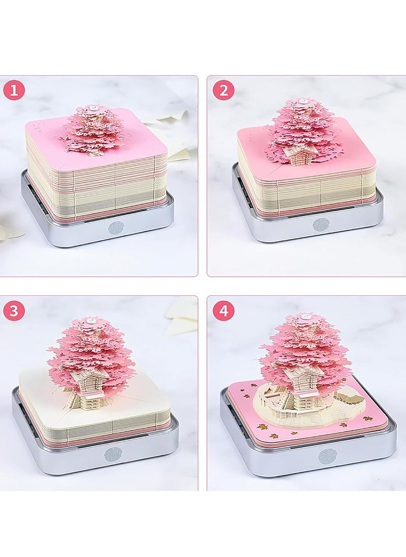 Soaying Artist Desk Calendar Tree 3D Notepad With Lights 2025 Calendar Tree 3D Notepad Artopad Engraving Artist Desk Calenda