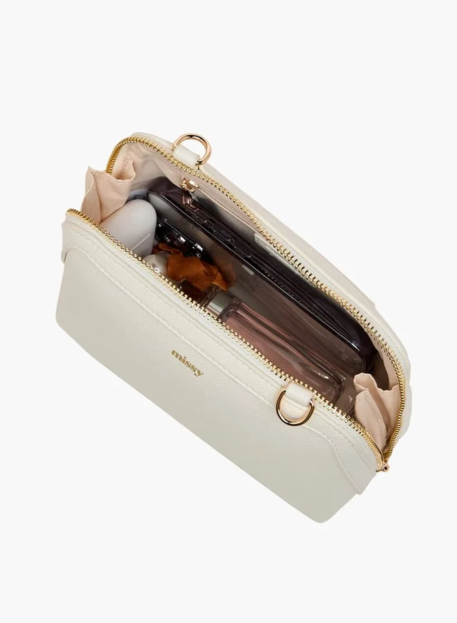 MISSY Women Panelled Crossbody Bag with Detachable Strap and Zip Closure