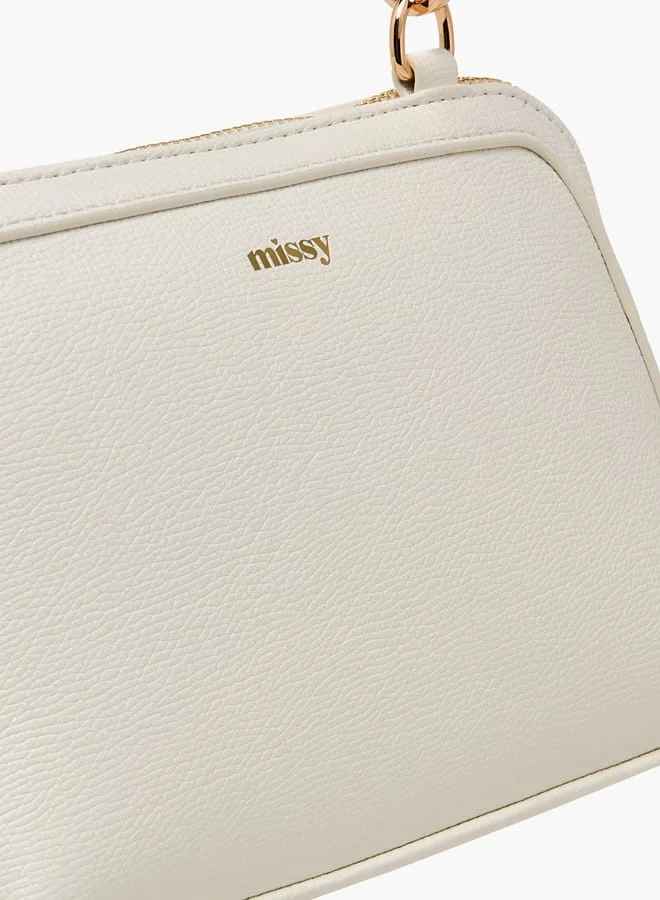MISSY Women Panelled Crossbody Bag with Detachable Strap and Zip Closure