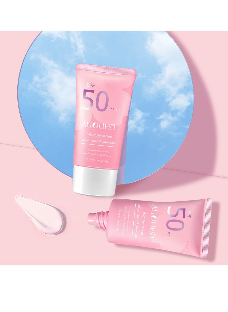 AuQuest Sakura sunscreen cream provides complete protection from the sun's rays 50g - Image 1