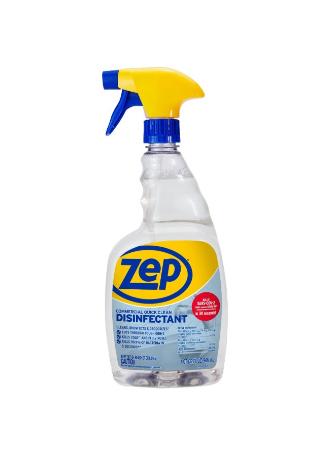 Zep Commercial Quick Clean Disinfectant Cleaner Spray Clear 946 ml ZUQCD32 - Image 1