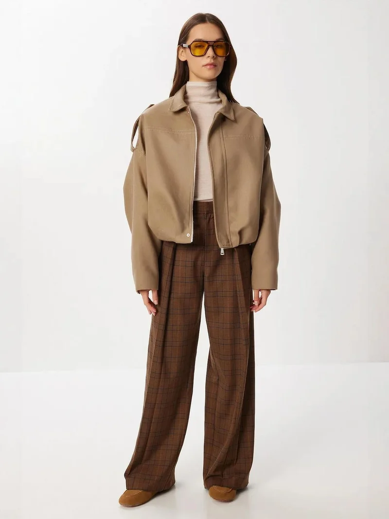 Lovely Istanbul ISTANBUL Suede Bomber Jacket with Zipper Closure