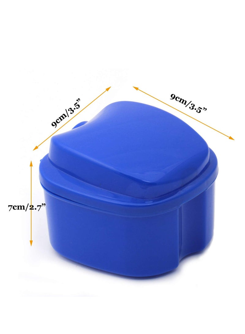 Oasisgalore Blue Denture Case with Strainer, Travel-Friendly False Teeth Storage Box with Cleaning Basket. - Image 2