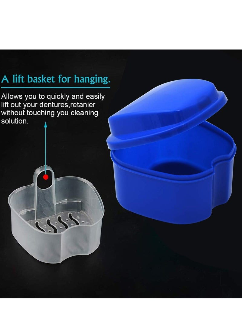 Oasisgalore Blue Denture Case with Strainer, Travel-Friendly False Teeth Storage Box with Cleaning Basket. - Image 3