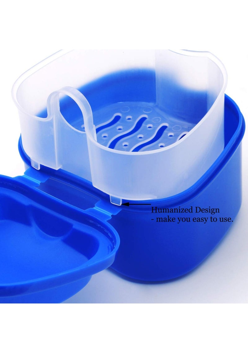 Oasisgalore Blue Denture Case with Strainer, Travel-Friendly False Teeth Storage Box with Cleaning Basket. - Image 5