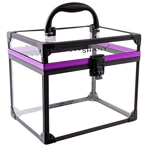 SHANY Clear Cosmetics and Toiletry Train Case - Clear Travel Makeup Bag Case Organizer with Secure Closure and Black/Purple Accents - Extra Large - Image 2