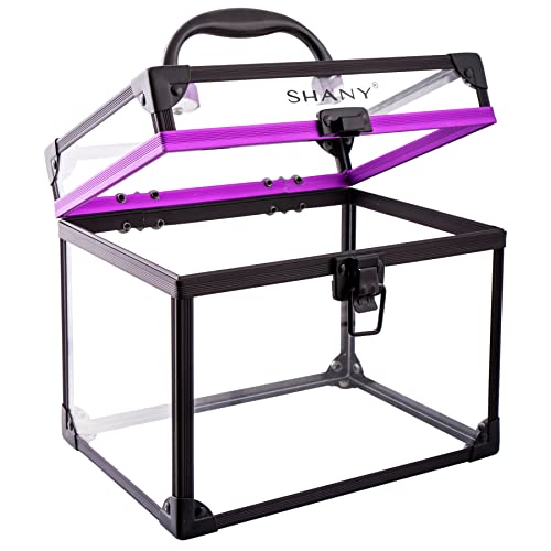 SHANY Clear Cosmetics and Toiletry Train Case - Clear Travel Makeup Bag Case Organizer with Secure Closure and Black/Purple Accents - Extra Large - Image 5