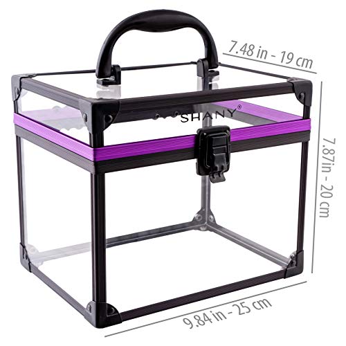 SHANY Clear Cosmetics and Toiletry Train Case - Clear Travel Makeup Bag Case Organizer with Secure Closure and Black/Purple Accents - Extra Large - Image 4