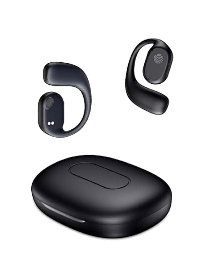 Open Ear Headphones Wireless Earbuds Bluetooth 5.4, 16mm Dynamic Drivers, 20 Hours Sports Earbuds with Ear Hooks, Air Conduction Headphones Compatible with iPhone & Android, Black - Image 1