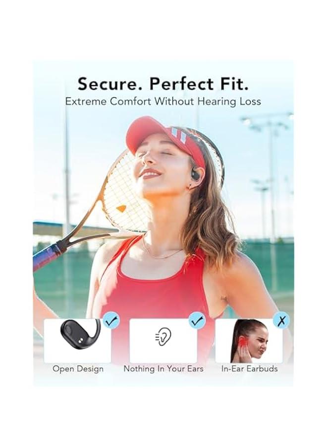Open Ear Headphones Wireless Earbuds Bluetooth 5.4, 16mm Dynamic Drivers, 20 Hours Sports Earbuds with Ear Hooks, Air Conduction Headphones Compatible with iPhone & Android, Black - Image 2