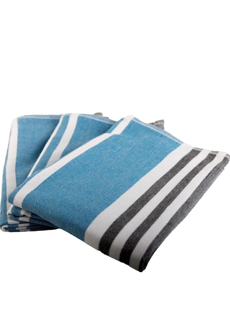 سيجنولا طقم فوط سيجنولا متعددة الأغراض 3 قطع 50 × 70 سم خطوط أزرق فاتح، قطن 100% - Image 2