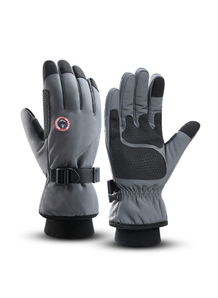 Golovejoy Winter Skiing Men And Women Outdoor Riding Waterproof Non Slip Plush Thickened Warm Gloves 