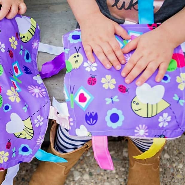 The Learning Lovey Lovey Sensory Tag Toy Garden Flowers Butterflies Blanket - Image 3