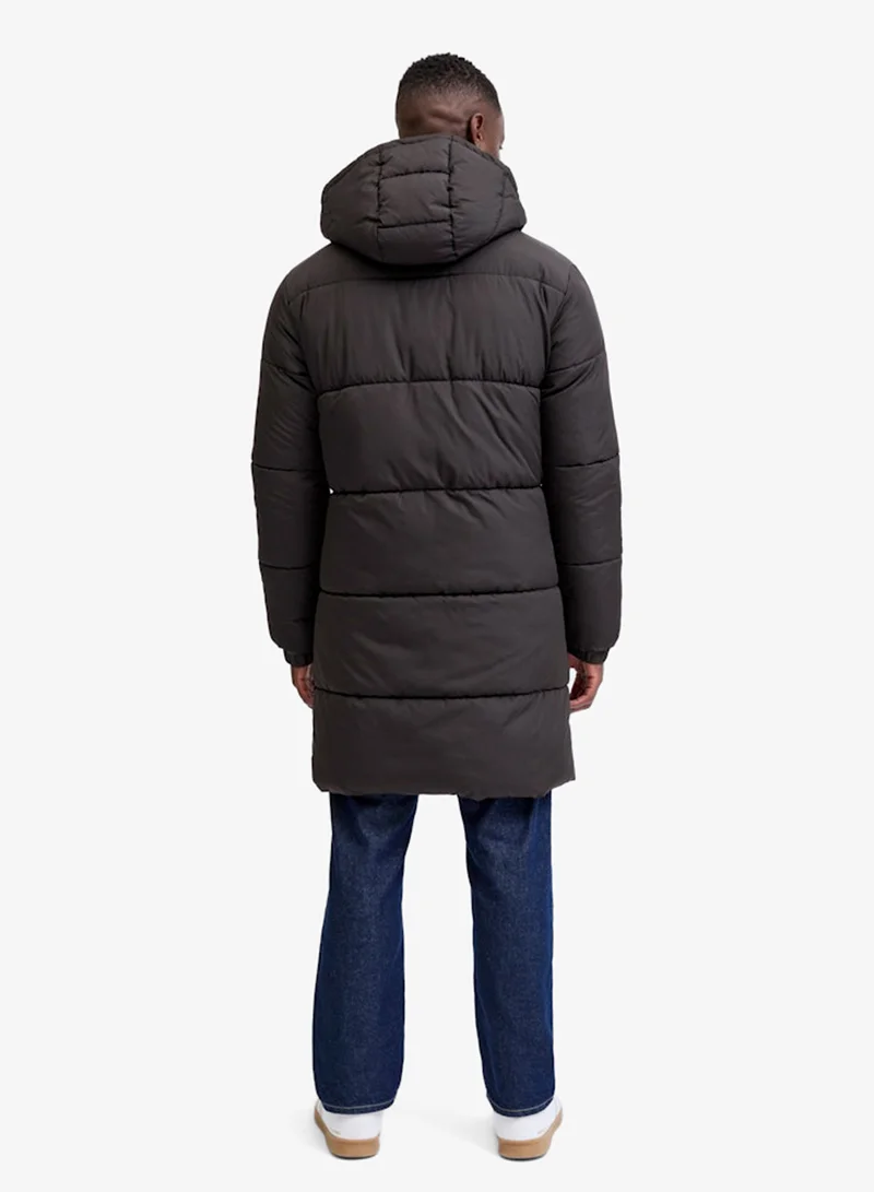 JJ Rebel Logo detailed long puffer jacket