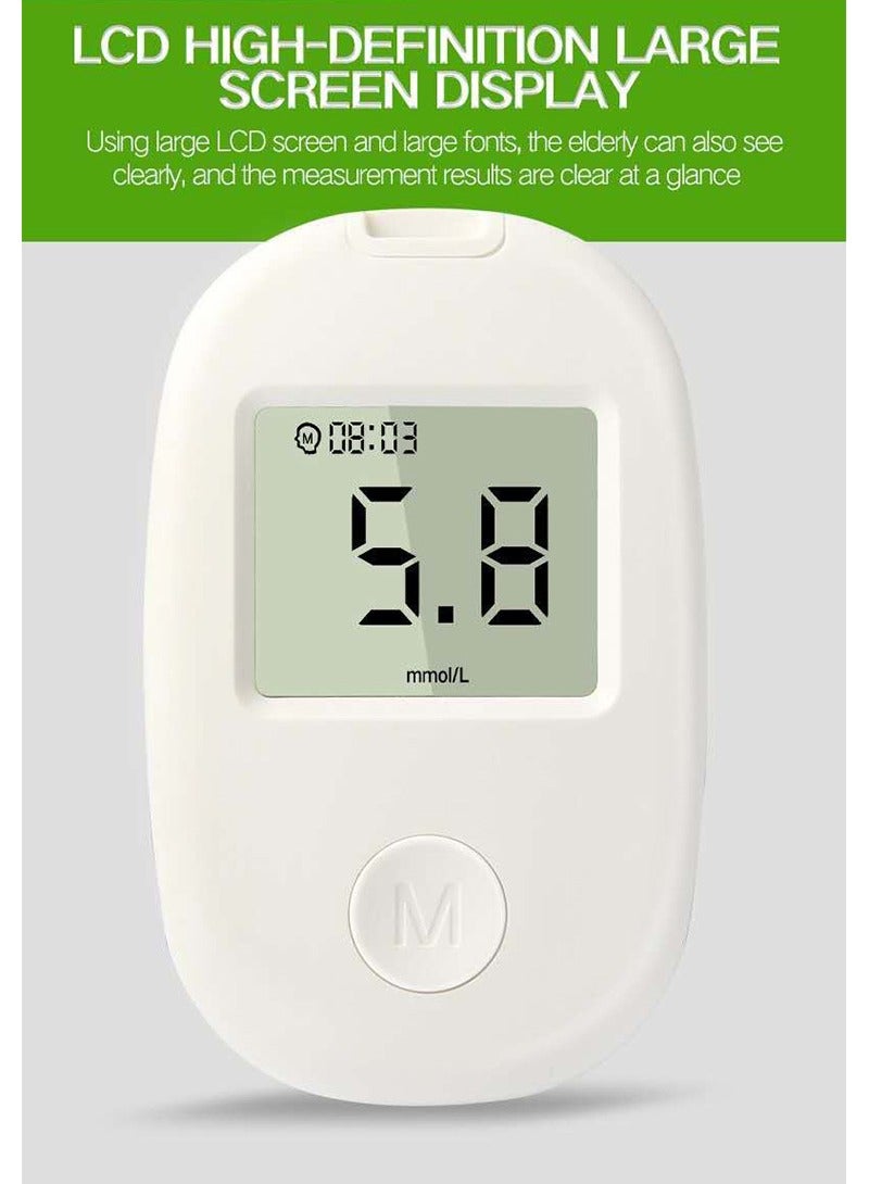 He House Diabetes Testing Kit with Blood Glucose Monitor, 50 Test Strips, 50 Lancets, Alcohol Pads & Lancing Device – No Coding, Accurate Home Use Meter - Image 2