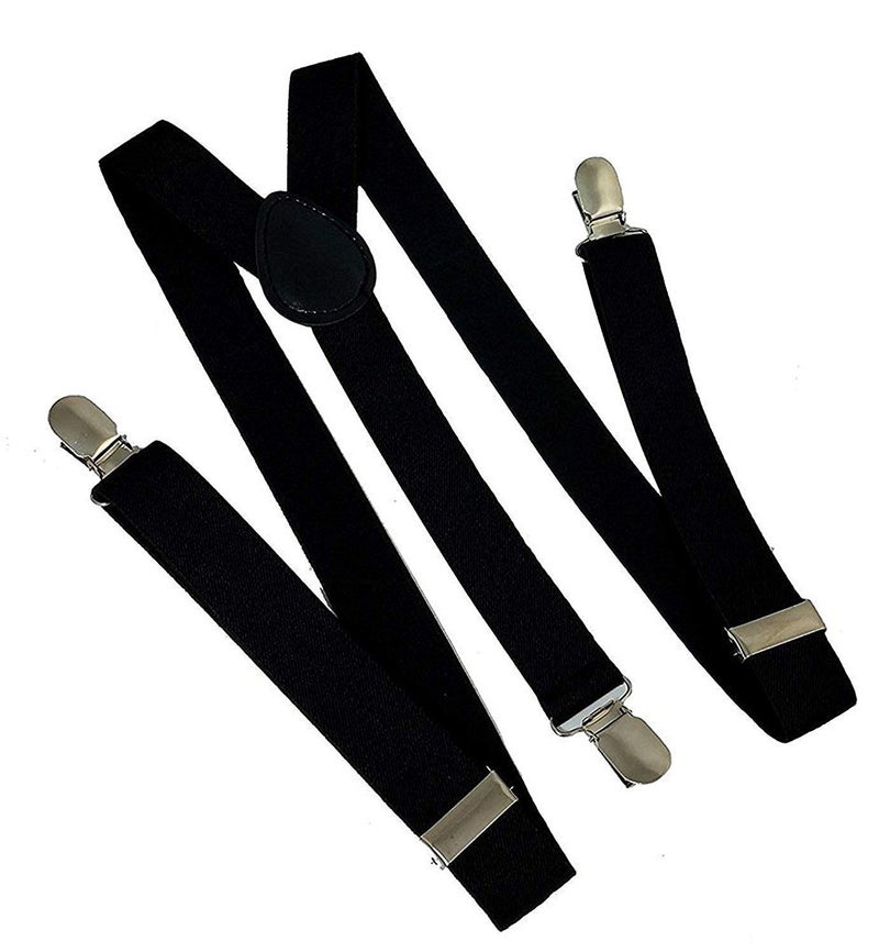 R&D Boy's Black Solid Suspender Belt (Free Size/Adjustable)
