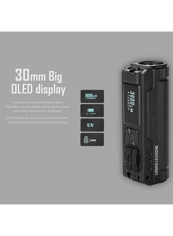 IMALENT BL50 EDC Flashlight with 365nm UV LED XHP50.3 HI LED 3600 Lumens Rechargeable Flashlight Professional Powerful LED Flashlight for Outdoor Emergency and Daily Life Use (cement grey) - Image 5