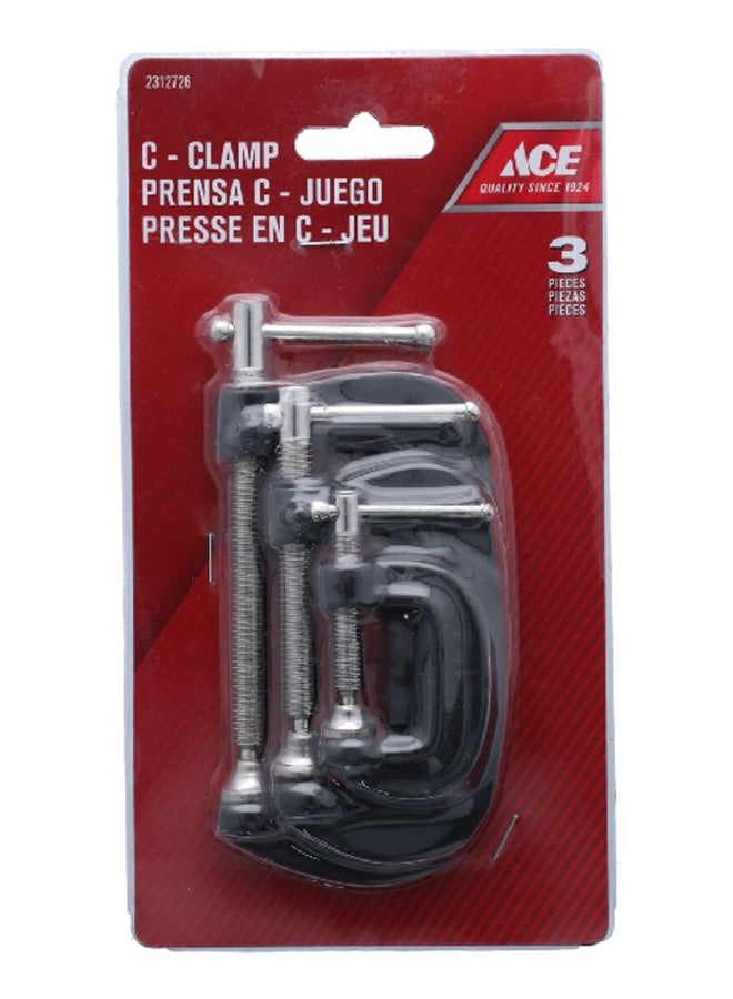 آيس طقم مشبك C بخيط مزدوج ملفوف مكون من 3 قطع أسود وفضي 12 × 22.4 سم CICC3A  - Image 2