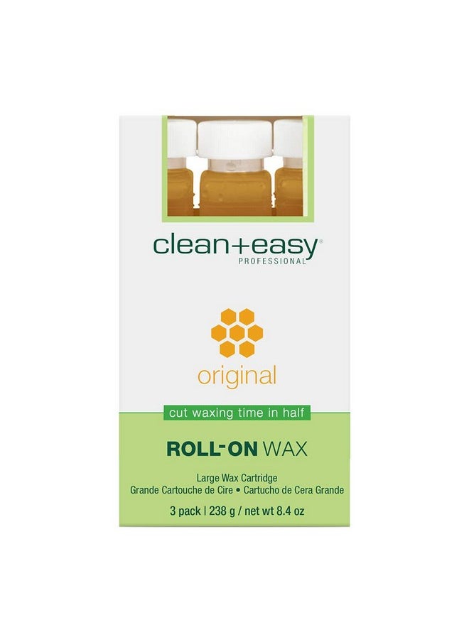 Clean + Easy Large Original Roll On Wax Refill For Wax Cartridge, Hygienic Depilatory Hair Removal Treatment, Removes Fine To Coarse Hairs, Perfect For Delicate Skin - 3 Packs 