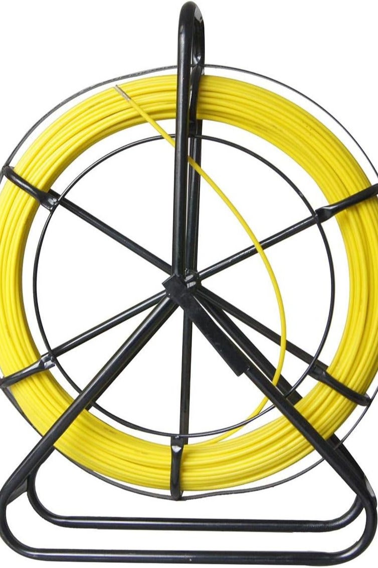 Fiberglass Duct Rodder 6x100M with Steel Stand and Brake, Fiberglass Electric Cable Installation Electrician Pipeline Cable Running Threader Fish Tape Puller - Image 1