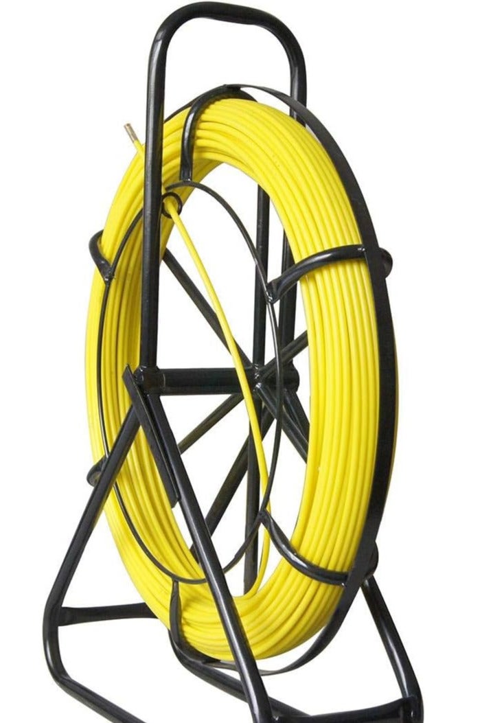 Fiberglass Duct Rodder 6x100M with Steel Stand and Brake, Fiberglass Electric Cable Installation Electrician Pipeline Cable Running Threader Fish Tape Puller - Image 2