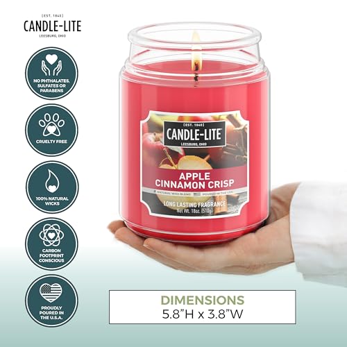 Candle-lite Fall Scented Candles, Apple Cinnamon Crisp, 18 oz Jar, Proudly Poured in The USA, Aromatherapy Candle, Single-Wick with 110 Hours of Burn Time, Perfect for Creating an Inviting Ambiance - Image 3