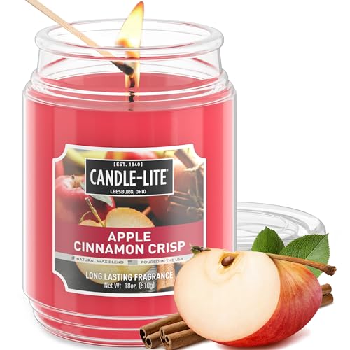 Candle-lite Fall Scented Candles, Apple Cinnamon Crisp, 18 oz Jar, Proudly Poured in The USA, Aromatherapy Candle, Single-Wick with 110 Hours of Burn Time, Perfect for Creating an Inviting Ambiance - Image 1