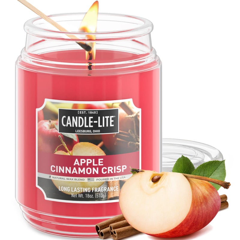 Candle-lite Fall Scented Candles, Apple Cinnamon Crisp, 18 oz Jar, Proudly Poured in The USA, Aromatherapy Candle, Single-Wick with 110 Hours of Burn Time, Perfect for Creating an Inviting Ambiance - Image 5