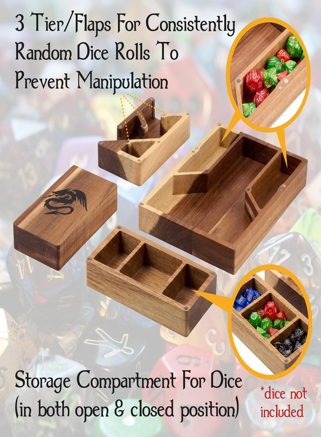 Tapeera Wooden Magnetic Dice Tower with Tray - Dungeons and Dragons Accessory - Portable Dice Roller for Tabletop RPG - DND Gifts - Image 4