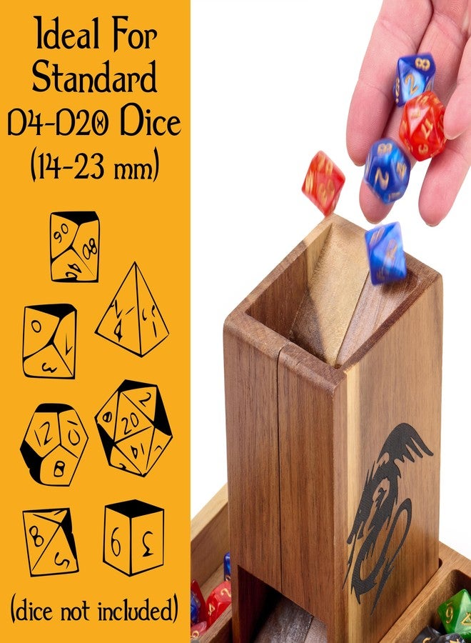 Tapeera Wooden Magnetic Dice Tower with Tray - Dungeons and Dragons Accessory - Portable Dice Roller for Tabletop RPG - DND Gifts - Image 3