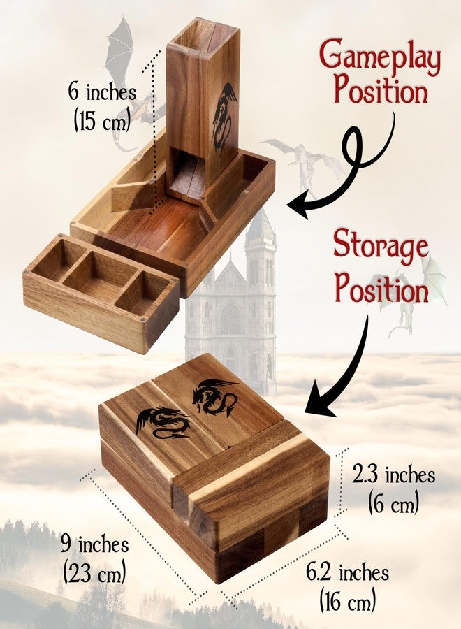 Tapeera Wooden Magnetic Dice Tower with Tray - Dungeons and Dragons Accessory - Portable Dice Roller for Tabletop RPG - DND Gifts - Image 2