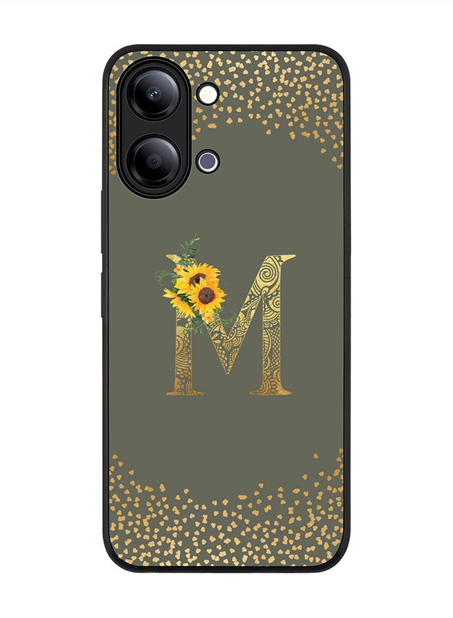 Stylizedd For vivo Y21 / Y11 Case,Slim fit Camera Protection, Shockproof Thin Phone cover  - Custom Floral Monogram - M  (Olive Green ) - Image 1