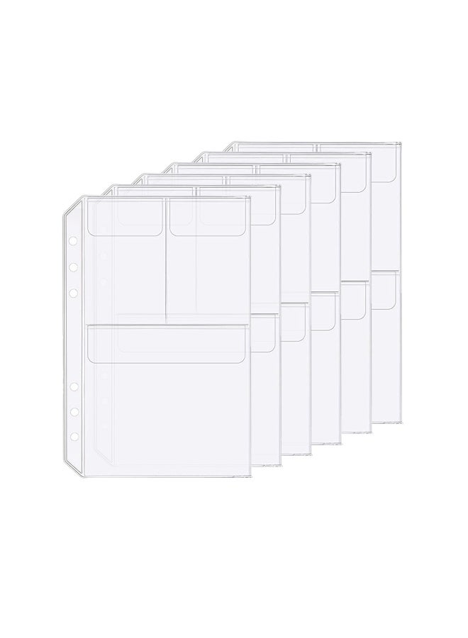 Zelten 6 Pack A5 6 Holes Binder 3 Pockets Plastic Binder Folders Waterproof 6 Holes Holder for Receipt Ticket (3Pocket, A5) - Image 1