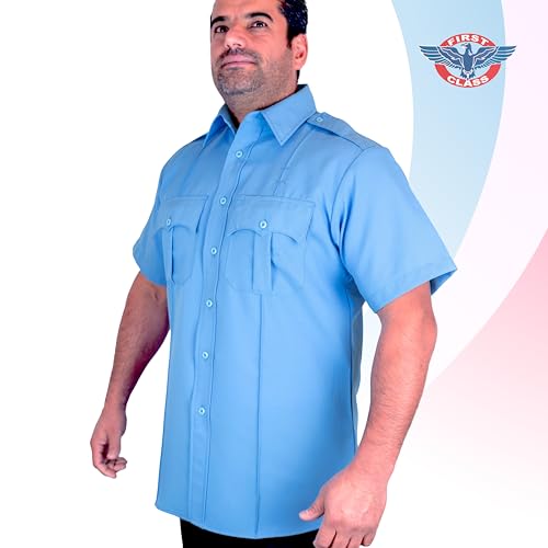 First Class Short-Sleeve Uniform Shirt M Light Blue - Image 5