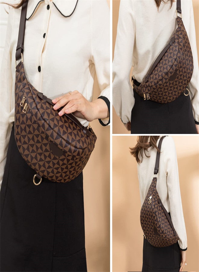 KASTWAVE Fanny Pack Crossbody Bags for Women, Fashion Sling Bag for Girls, Small Belt Chest Bum Bag, PU Leather Waterproof Checkered Fanny Packs for Runing, Shopping, Travel - Image 3