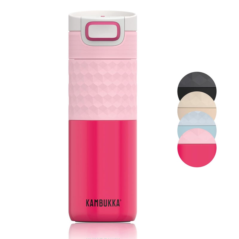 Kambukka Etna 500ml  17oz Insulated Travel Mug in Stainless Steel LeakProof Thermos with Snapclean Technology Ideal for hot and Cold Drinks NonSlip Bottom and Easy Grip  Diva Pink