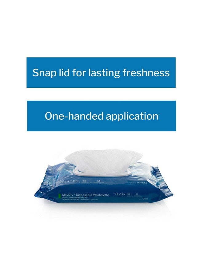 McKesson StayDry Disposable Wipe 6 Pack, 300 Washcloths - Large Adult Body and Incontinence Washcloths with Aloe and Vitamin E, Alcohol-Free, 50 Wipes Per Pack - Image 5