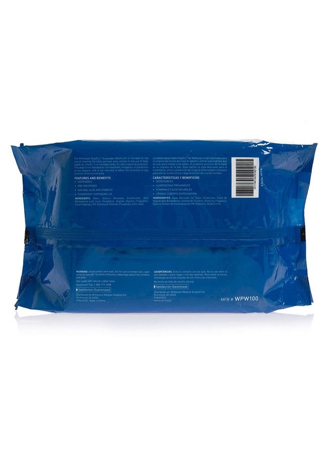 McKesson StayDry Disposable Wipe 6 Pack, 300 Washcloths - Large Adult Body and Incontinence Washcloths with Aloe and Vitamin E, Alcohol-Free, 50 Wipes Per Pack - Image 2