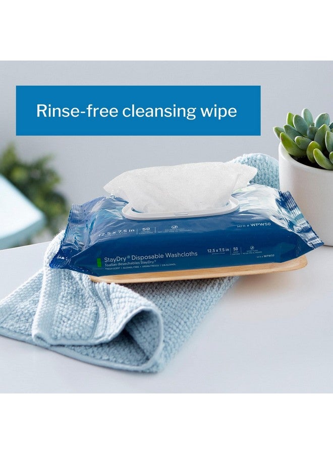 McKesson StayDry Disposable Wipe 6 Pack, 300 Washcloths - Large Adult Body and Incontinence Washcloths with Aloe and Vitamin E, Alcohol-Free, 50 Wipes Per Pack - Image 3