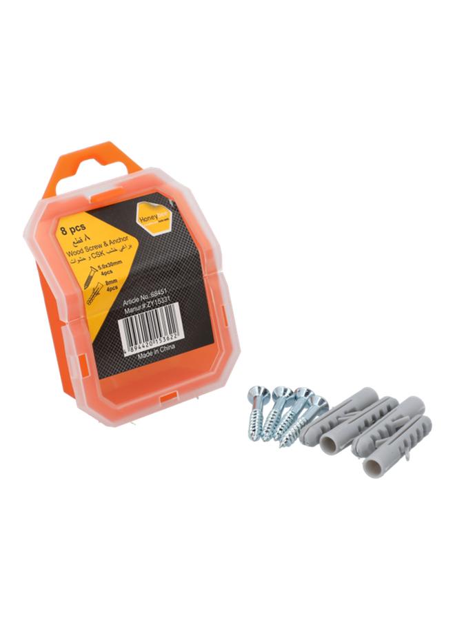 HONEY BEE 8-Piece Rust Resistant Wood Screw and Anchor Set Silver and Grey ZY15331 - Image 2
