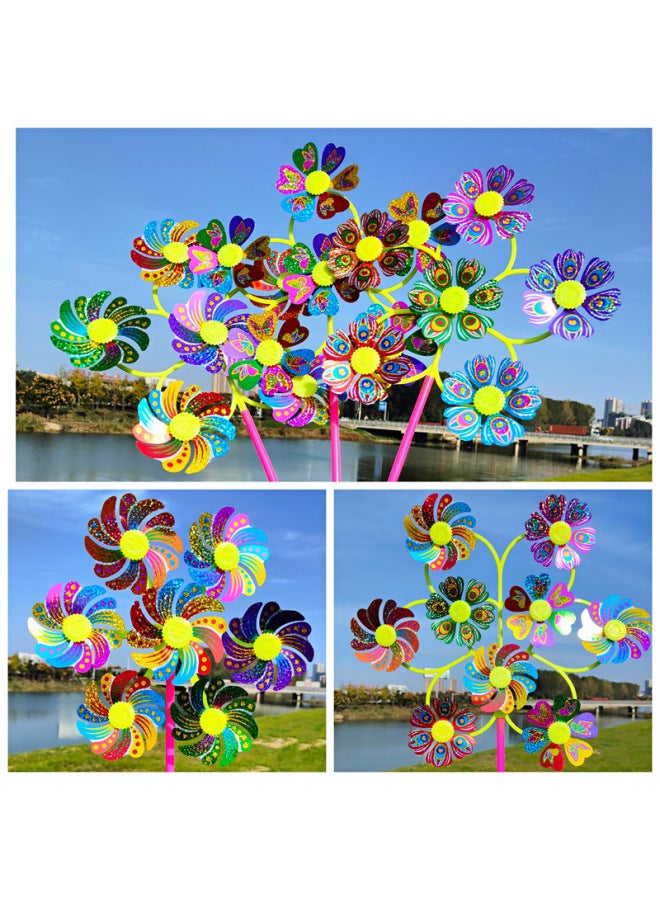 # Colorful Colorful 10 Children's Stall Rotating Gift Toys Outdoor Creative Activities Push Windmill-Color:6 Smiling Faces And 10 Big Heads - Image 3
