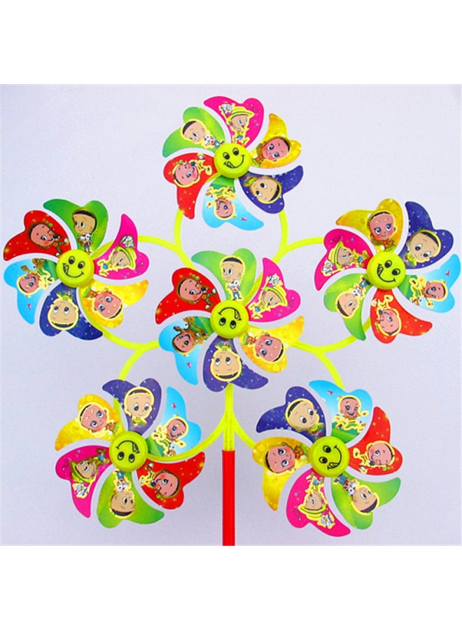 # Colorful Colorful 10 Children's Stall Rotating Gift Toys Outdoor Creative Activities Push Windmill-Color:6 Smiling Faces And 10 Big Heads - Image 1