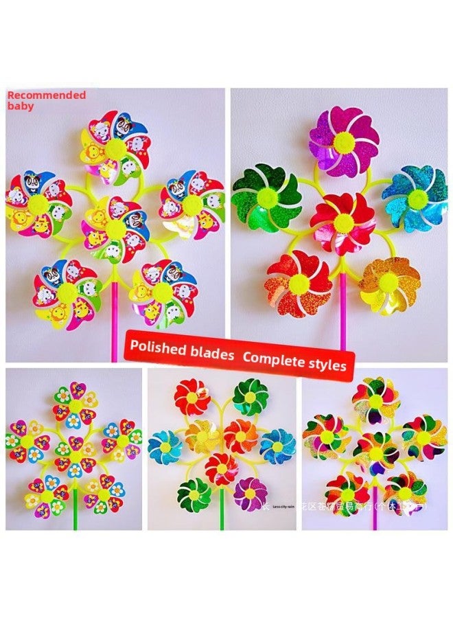 # Colorful Colorful 10 Children's Stall Rotating Gift Toys Outdoor Creative Activities Push Windmill-Color:6 Smiling Faces And 10 Big Heads - Image 2
