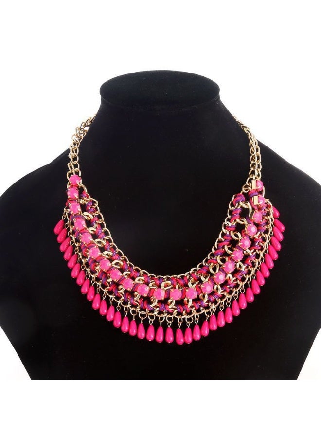 NIBEMINENT European and American Luxury Bohemian Style Multi-Layer Street Photography Woven Water Drop Necklace 9231